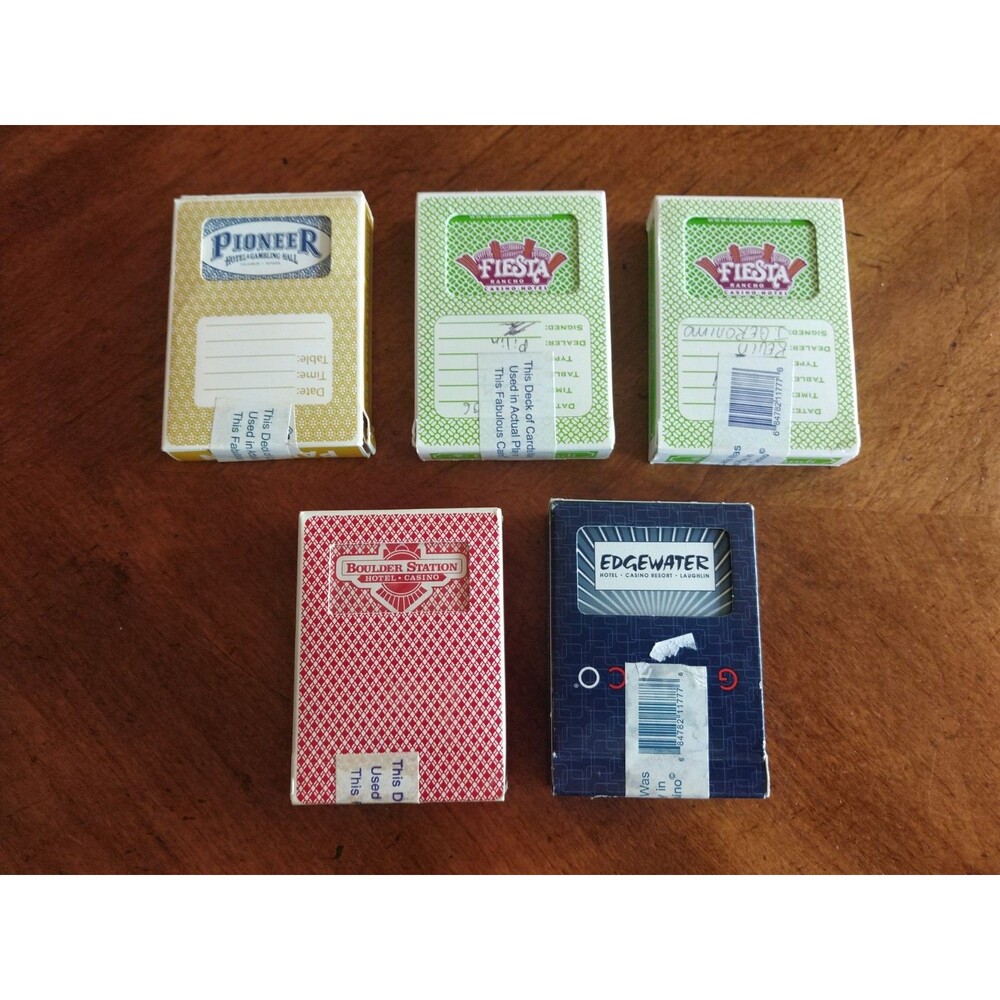 Lot 5x Decks Playing Cards Boulder Station Fiesta Edgewater Pioneer Casino USED